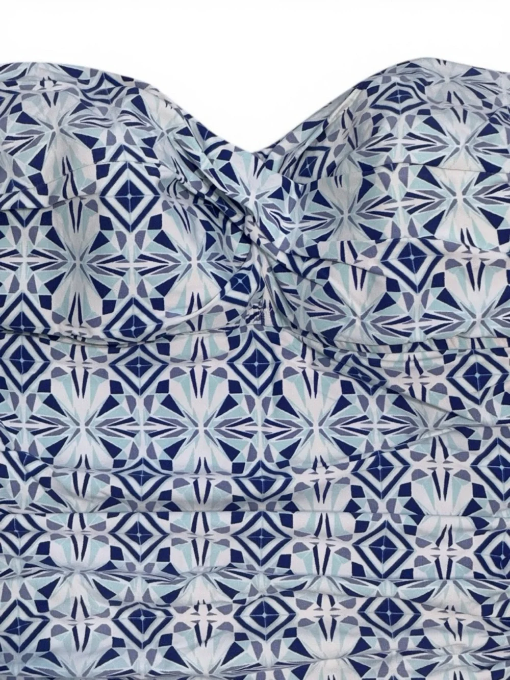 Helen Jon Swimsuit Blue Geo One-Piece Kaleidoscope Print Halter Strap Large
